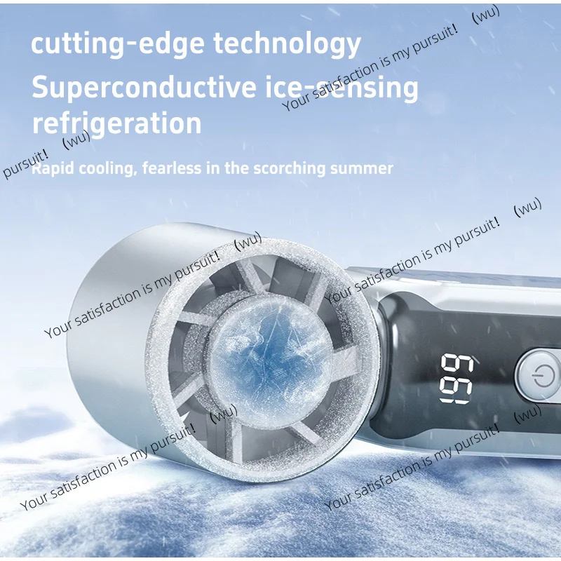 Portable Digital Screen Ice Cool Handheld Fan Powerful High Speed Pocket Fan Usb Charged Outdoor Camping Travel Mini Cooling Fan