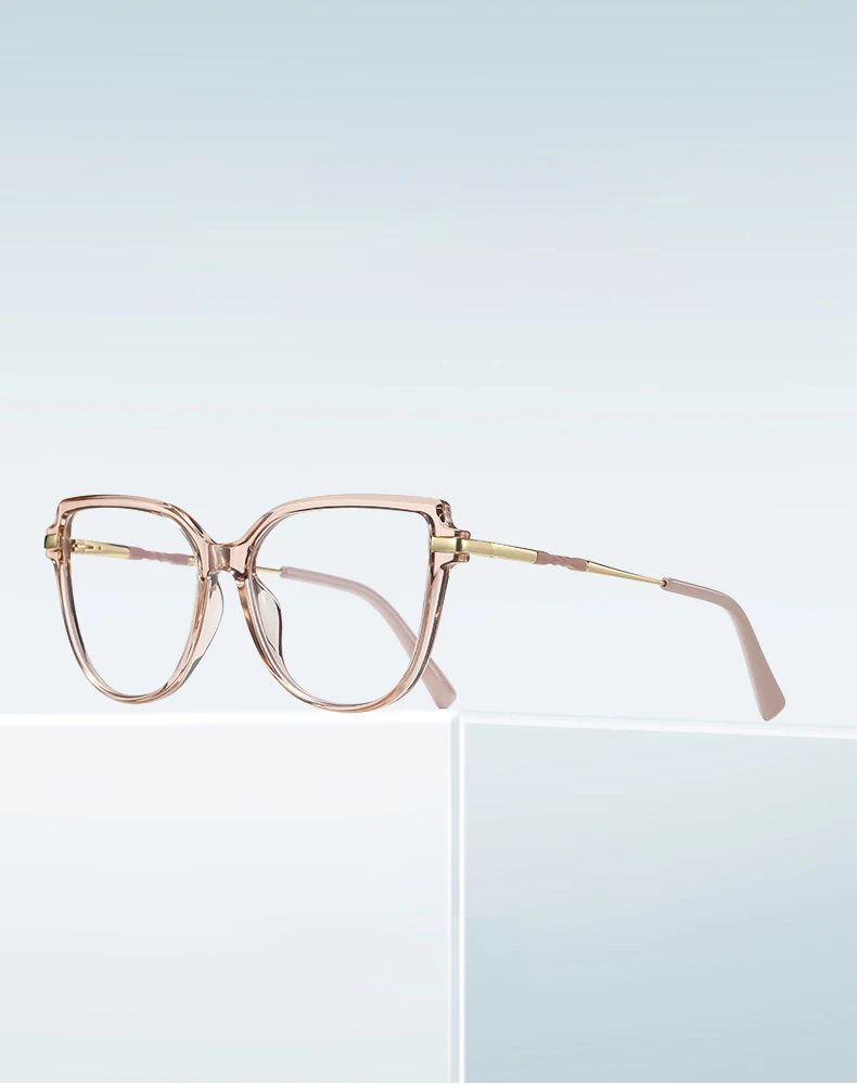 BEMORE Women Stylish Large Frame Simple Geometric Design Anti-blue Light Reading Glasses Customized Prescription Available