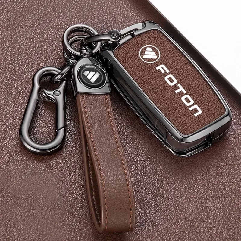 Zinc Alloy Leather Car Smart Remote Key Case Cover Protector Holder Shell For Foton Tunland Auman Toano Sauvana Auto Accessories