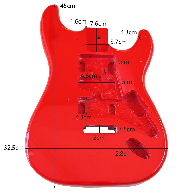 Electric Guitar Body Red Color Poplar Wood HSH Pickup Route 5.65cm Heel High Glossy for DIY Guitar Replacement Part