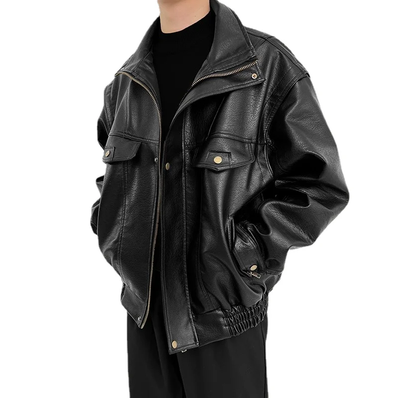 

Soft PU Leather Jacket Coat Artificial Leather Thickened Short Spring and Autumn High-Grade Jacket