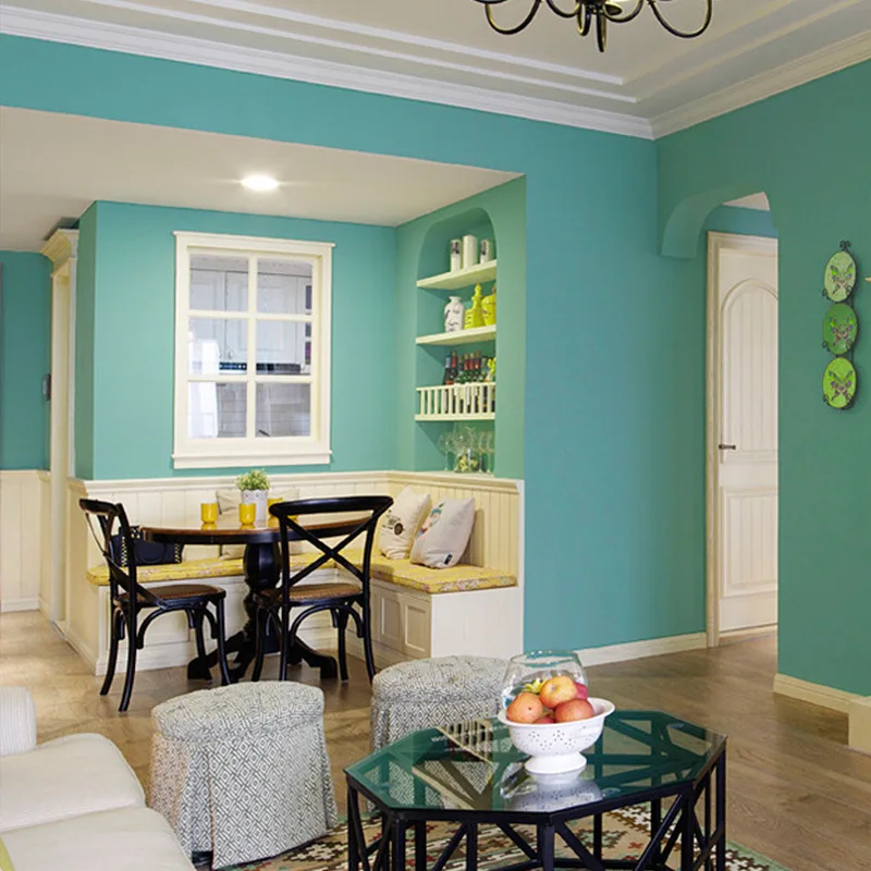 

Tiffany blue Mediterranean style solid color wallpaper Nordic living room dining room clothing shop PVC wallpaper