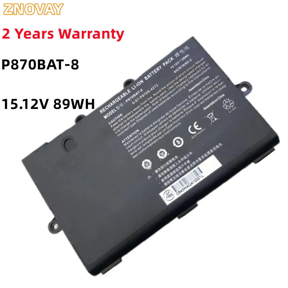 

6-87-P870S-4272 P870BAT-8 15.12V 89WH Laptop Battery For Clevo P775DM3 P870DM P870KM P8700S SAGER NP9870 SCHENKER XMG U726