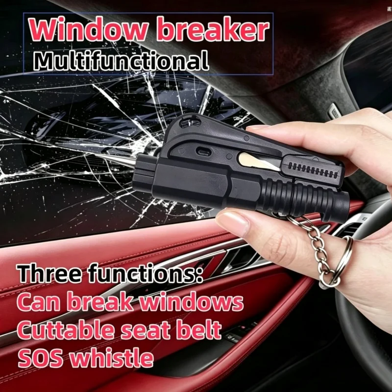 3-in-1 Mini Car Safety Hammer, Vehicle Emergency Window Breaker Punch, Multifunctional Auto Escape Life Saving Tool