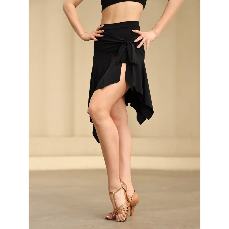 Robe de danse latine personnalisée, jupe spéciale haut de gamme, demi-jupe irrégulière A22