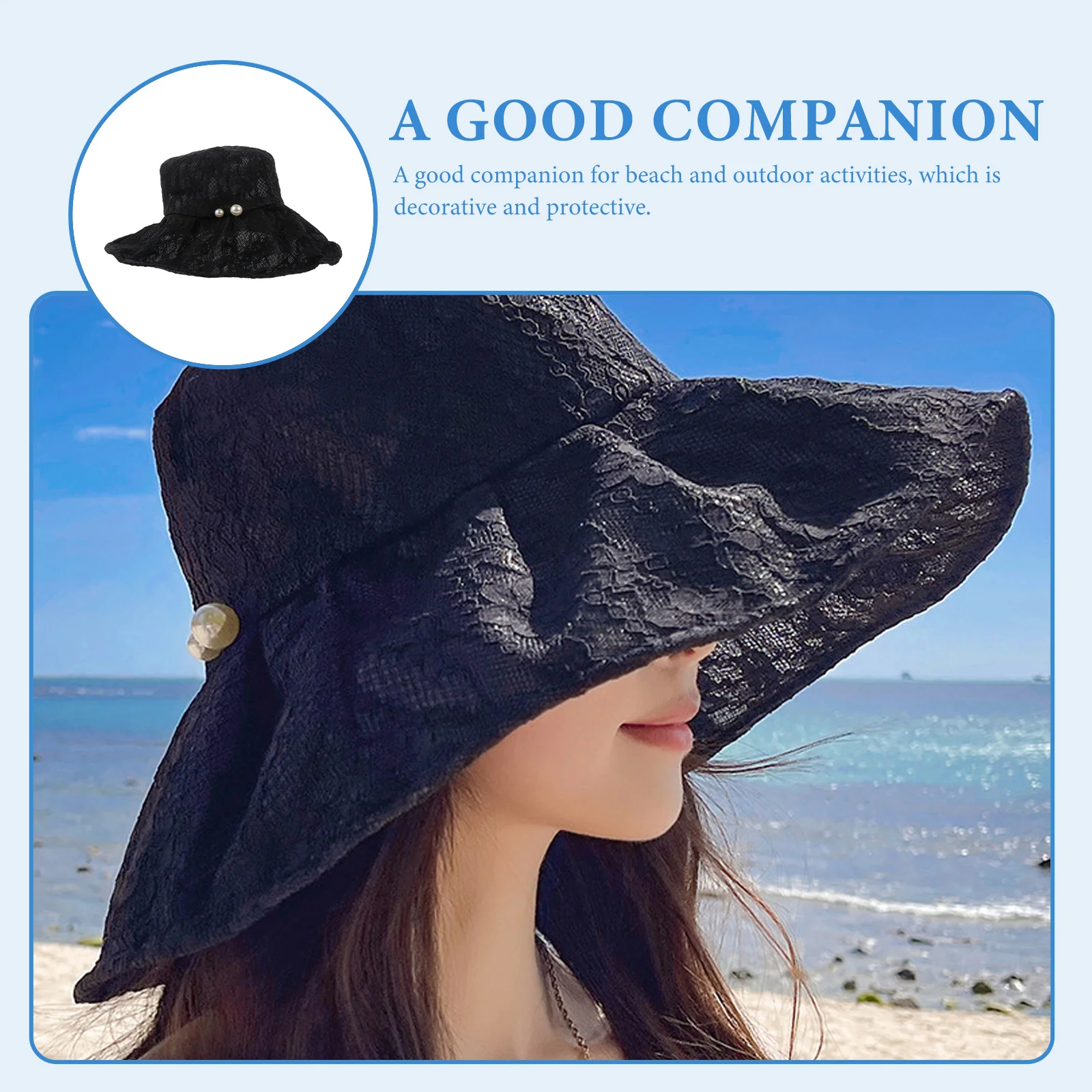 

Lace Sun Women Summer UV Protection Outdoor Beach Casual Daily Wear Summer Sun Protection Fishing Bucket Lace Hat Hat