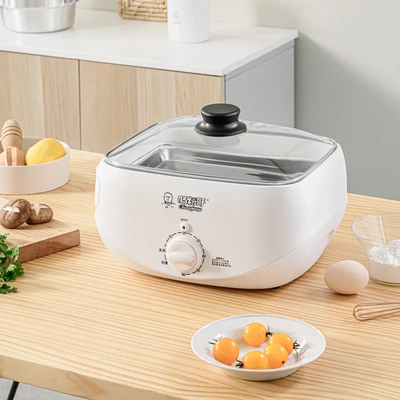 Electric Rice Noodle Roll Maker White Household Steamer Multi Purpose Guangdong Style Cooking Machine for Breakfast Kitchen