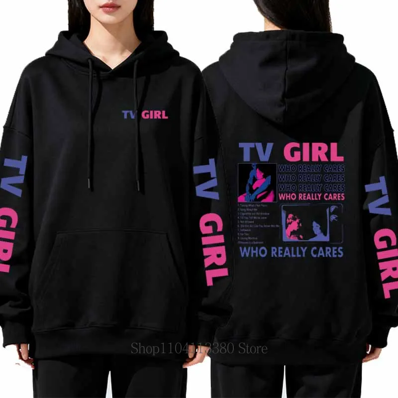Sudadera con capucha con estampado de TV Girl para hombre y mujer, moda informal, Otoño Invierno, Hip Hop Y2K, Tops de manga larga de lana de gran tamaño, Jersey, sudaderas