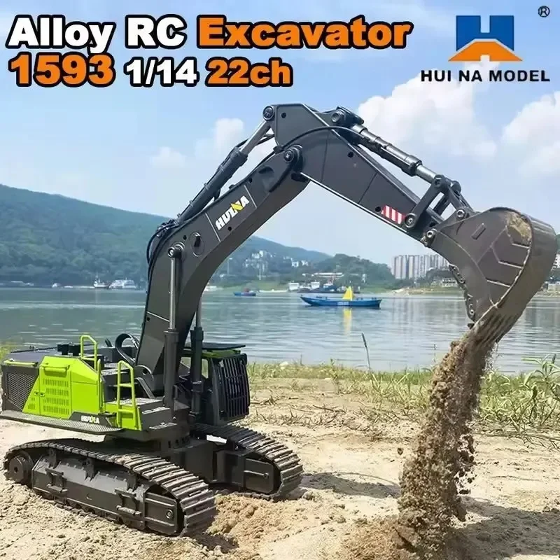 NEW HUINA 1592/1593/1594 Rc Excavator 1/14 Large Dumper Truck Crawler Alloy Tractor Loader Controlled Car Engineering Toy