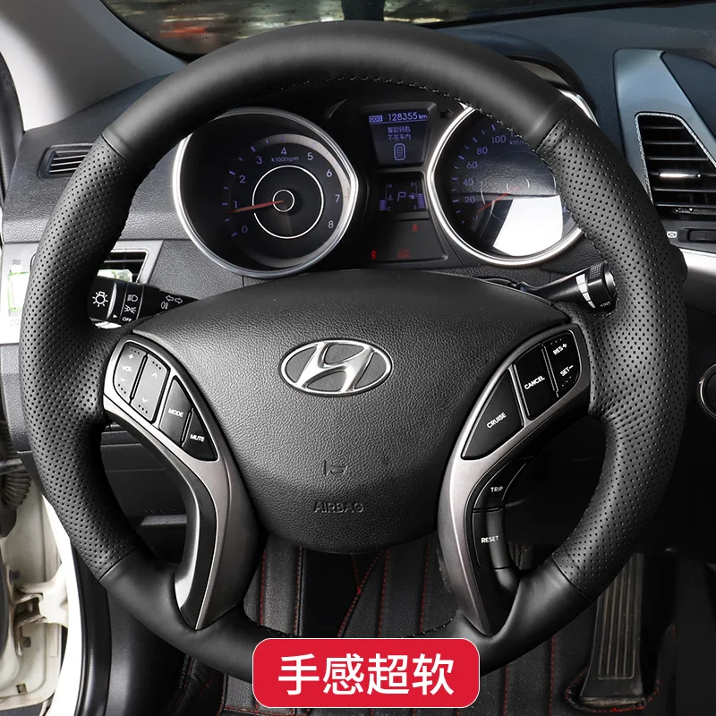 for Hyundai Elantra 2011-2016 Avante i30 2012-2016 Customized High Quality Leather Hand Sewn Steering Wheel Cover