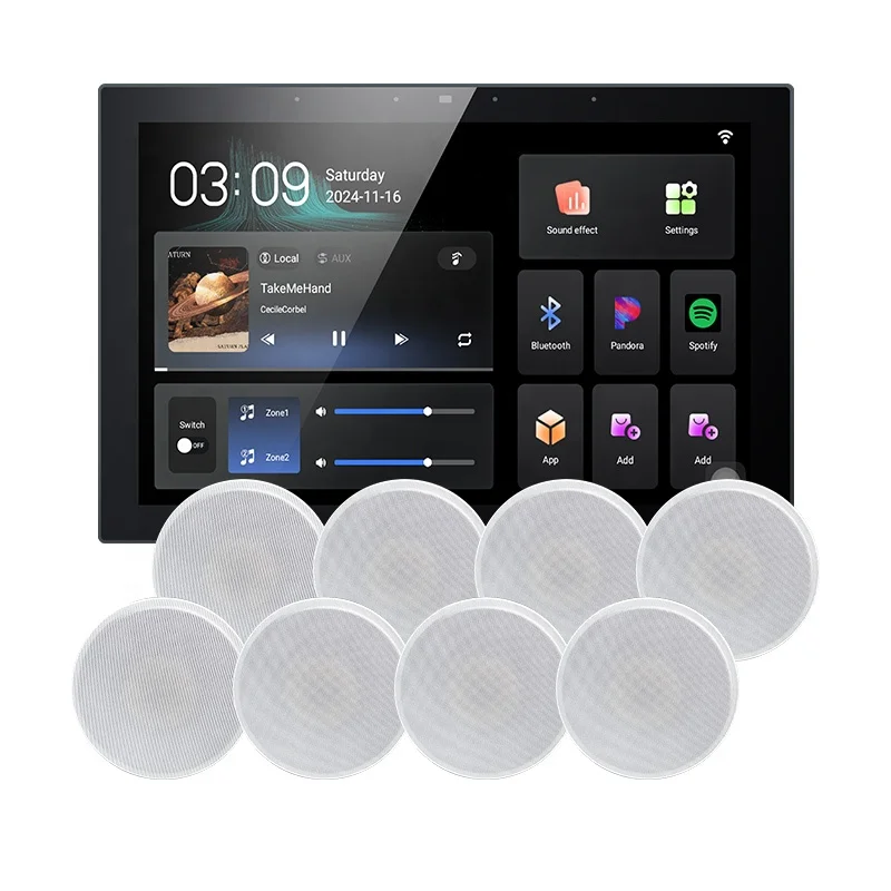 hit product2G 16G BT Amplifier Smart Home 10-Inch Wall Music Player 8-Channel Speaker Output 2 Zones Playback Home Theater Syste