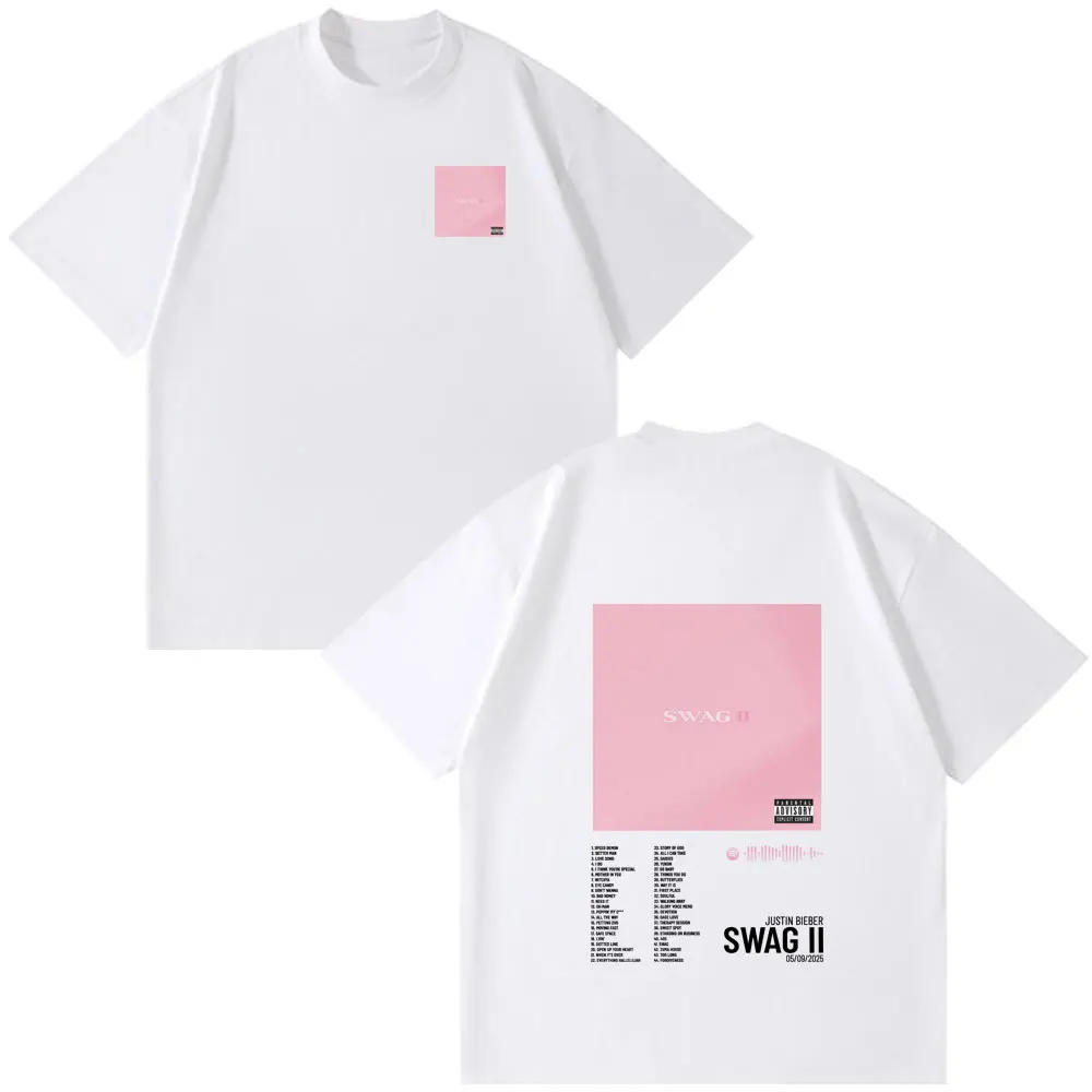 جاستن بيبر SWAG II ألبوم تي شيرت الرجال الهيب هوب خمر تي شيرتات على الموضة بلايز عادية ملابس الصيف المتضخم س الرقبة تي شيرت #2