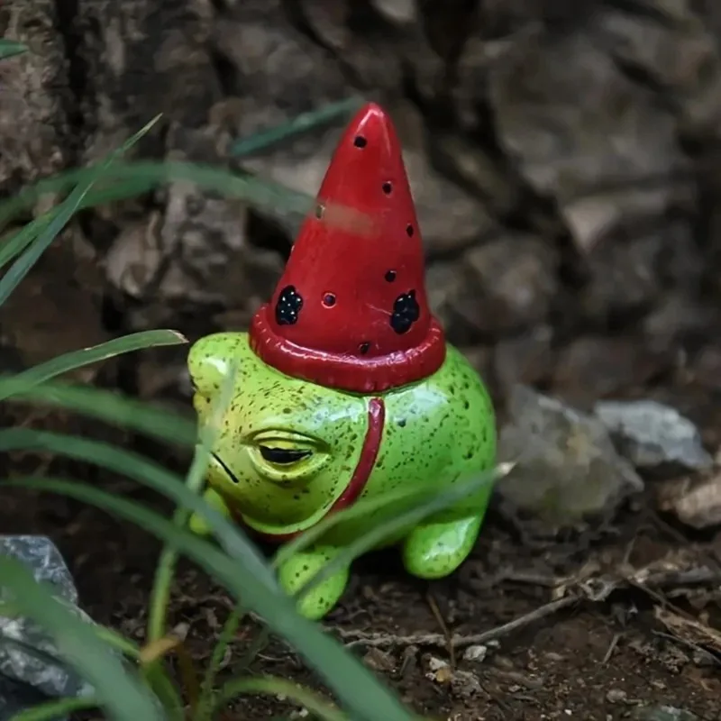ABDJ-Resin Frog Figurines 2Pcs Hat Perfect For Garden And Plant Decorations, Suitable For Indoor And Outdoor