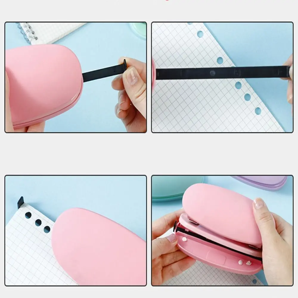 Macaron Color With Measure Scale 2-hole Paper Punch Manual Binding Double Holes DIY Hole Punch 6cm Binding School