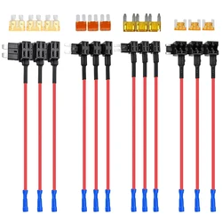 12pcs 3type Fuse Holder Add-A-Circuit TAP Adapter & Fuse Kit Micro Mini Small Medium ATM APM ATO ATC with 12V 10A Blade Car Fuse