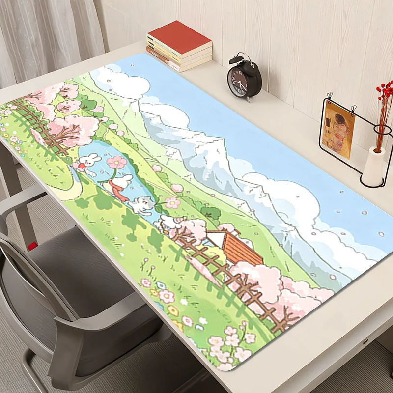 Japanese healing scenery Mouse Pad kawaii Notebook Desk Mat XXL Large Gaming Keyboard Pad Designed specifically Cartoon Mousepad