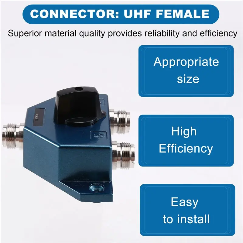 WCS-CA201 Aerial Coax Switch Manual Ham Radio Antenna Coaxial Switcher UHF Female Connector Adapter Converter 1.8-600Mhz Mhz