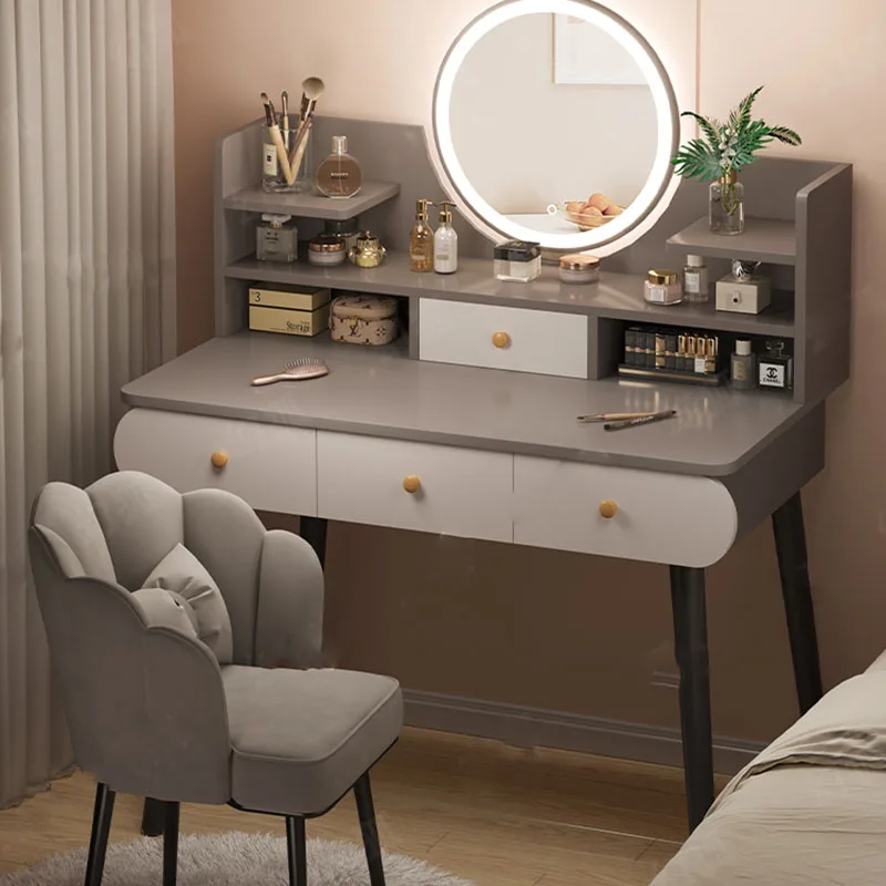 

Modern Makeup Dressing Table Storage Cosmetics Jewelry Drawers Makeup Dressing Table Shelf Girl Vestidores Trendy Furniture