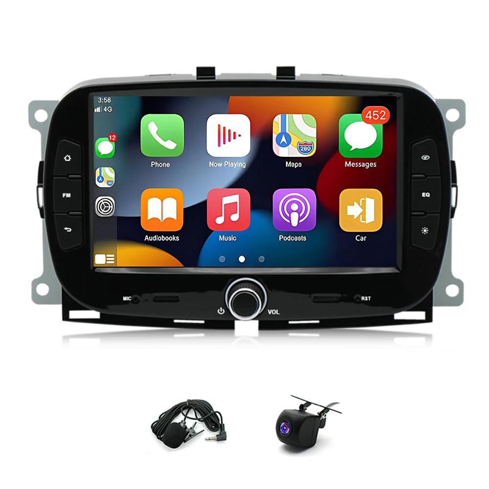 7in Android 13 Radio Estéreo para Coche Navegación GPS 2 + 32G para Fiat 500 2016-2019 apto para Carplay Android Auto Wifi FM/RDS SWC + AHD