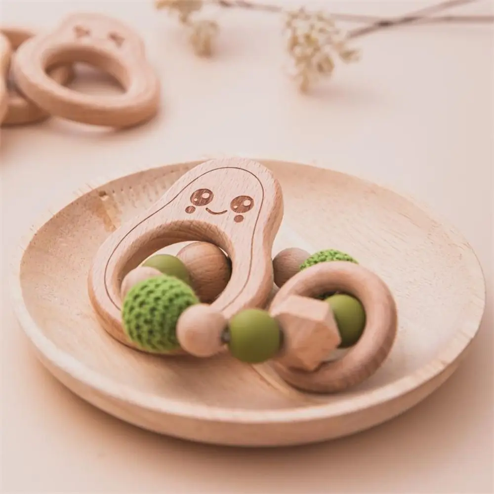 Anti-lost Dummy Clips Pacifier Holder Clips Wood Avocado Baby Pacifier Chain Non-toxic Odor Free Baby Teether Toys Straps Baby