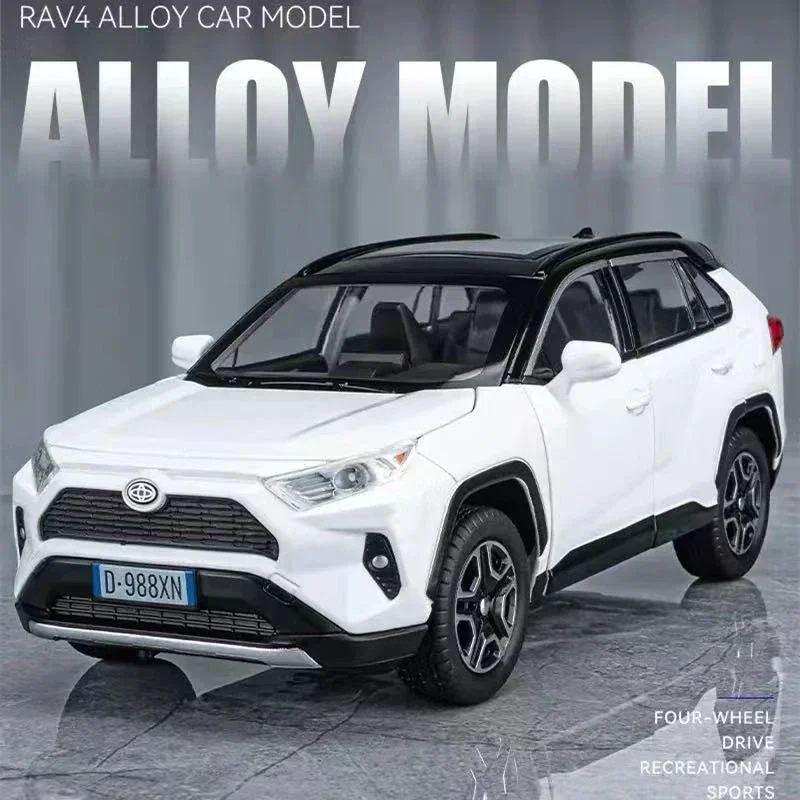 New 1:32 Toyota RAV4 SUV Simulation Alloy Car Model Sound and Light Pull Back - Suitable for Children\'s Toys and Collections