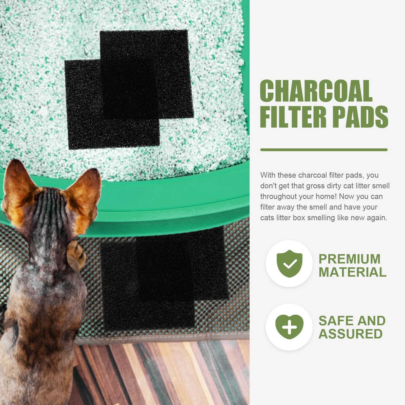 

10Pcs Convenient Litter Box Filter Cotton Strong Adsorption Capacity Cat Litter Deodorizer Effective Odor Control