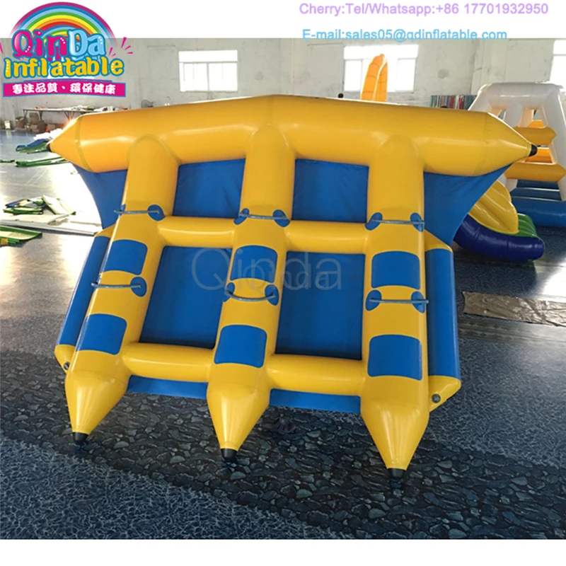 Divertido pez mosca inflable de agua, barco de plátano inflable, juego de deportes acuáticos