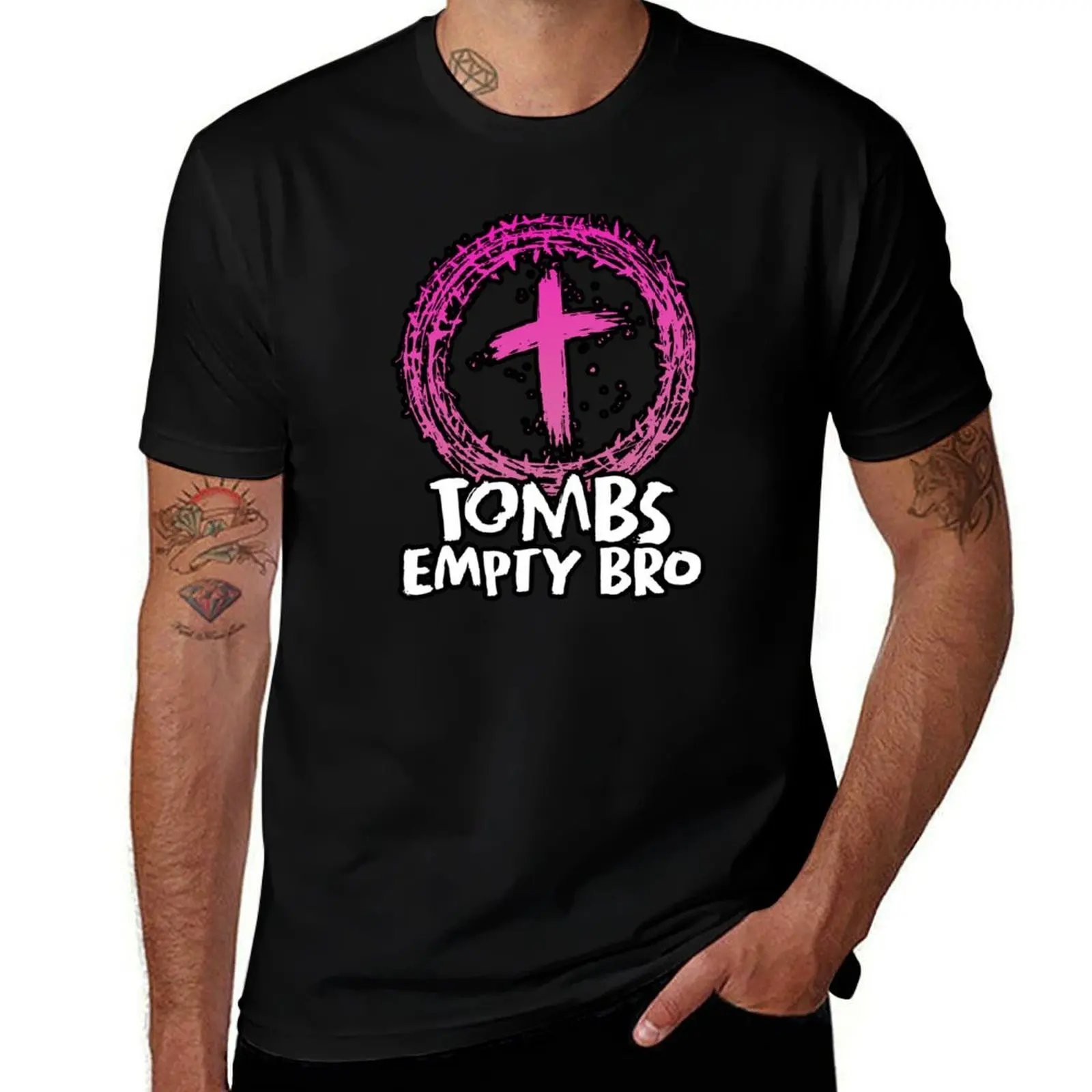 Tombs Empty Bro - Pink T-Shirt Simple Casual Short Sleeve Cotton T-Shirt