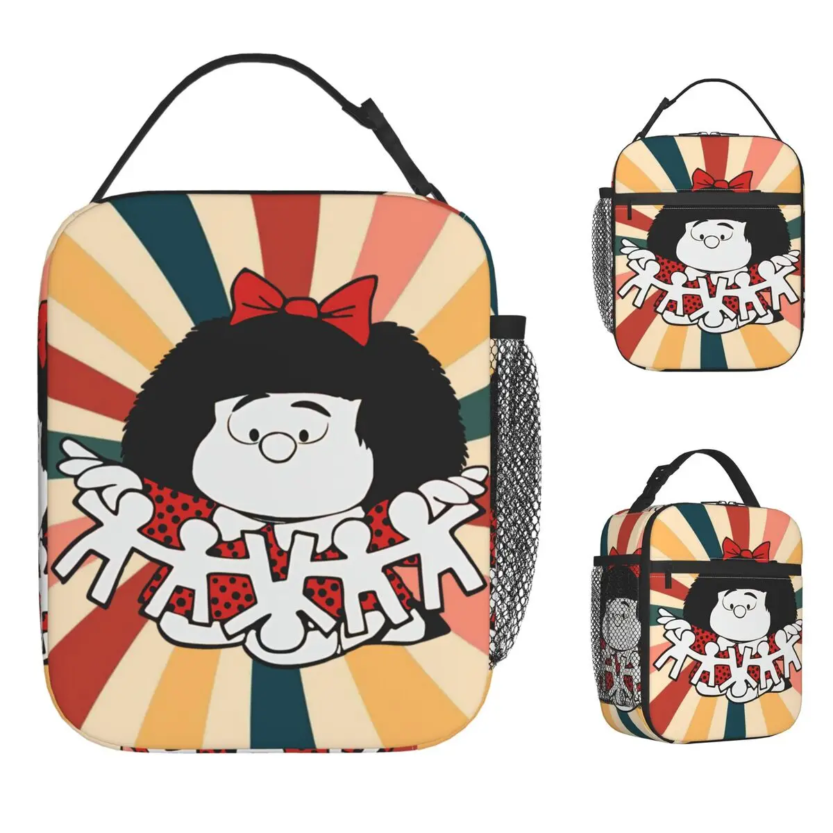 

Comic Mafald Lunch Bag For Men Graphic Lunch Box Kawaii School Cooler Bag Portable Waterproof Tote Food Bags