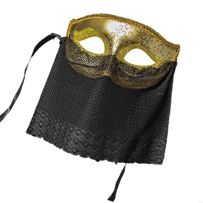 Masquerades Mask Venetians Party Mask Mardi Gras Mask with Face Veil Adjustable