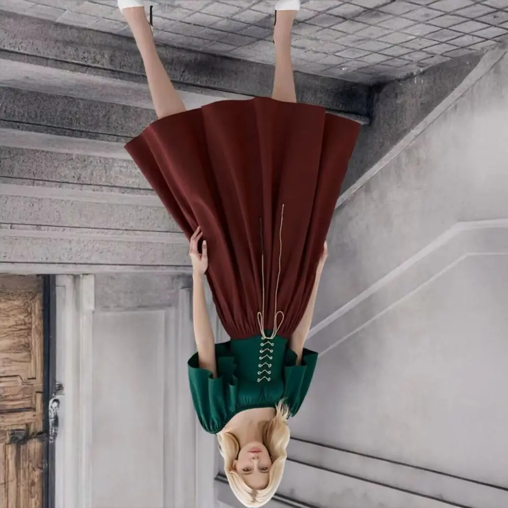 Square Collar Dress Retro Women Dress Women's Gothic Renaissance Costume with Corset Flared Sleeves Vintage Irish for Halloween
