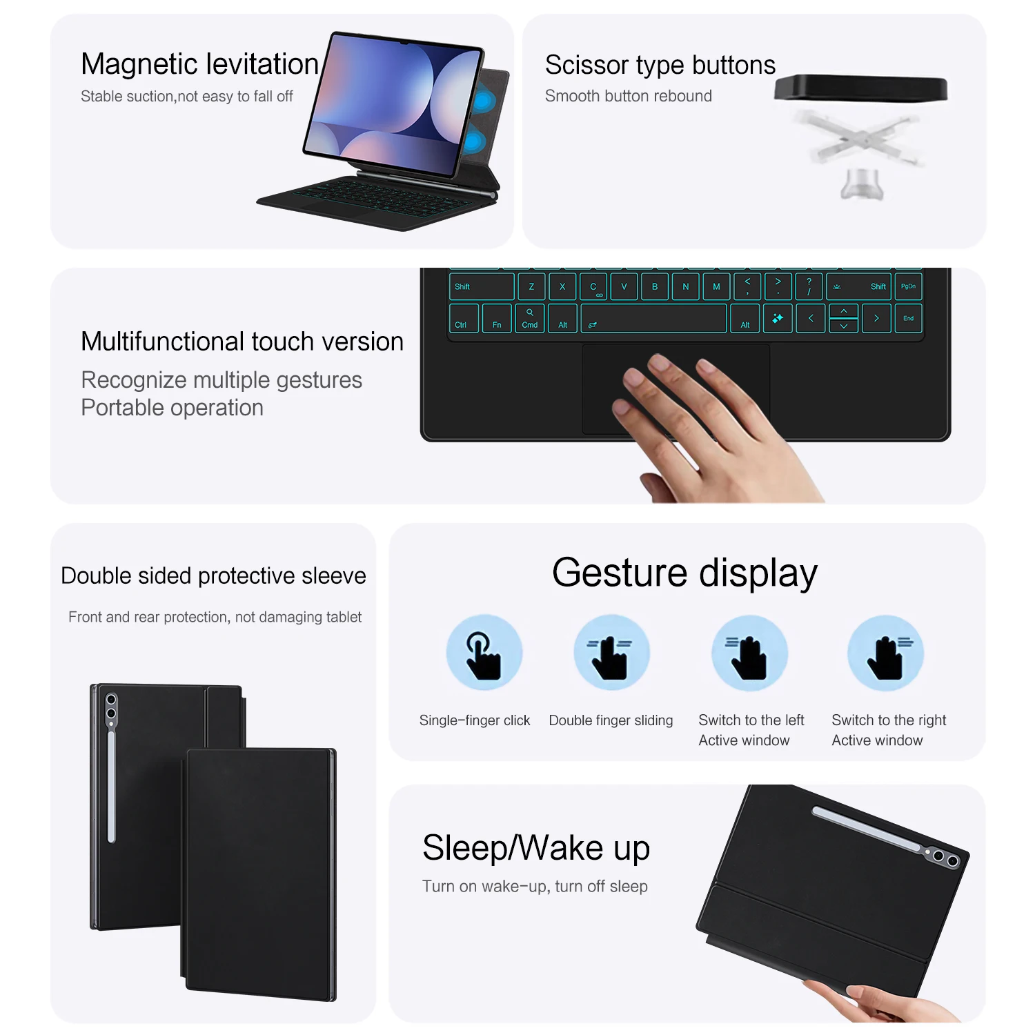 Keyboard Case For Samsung Galaxy Tab S10 Ultra S9 S8 14.6 Inch Tablet Magic Keyboards Book Cover Magnetic Backlight X920 X926
