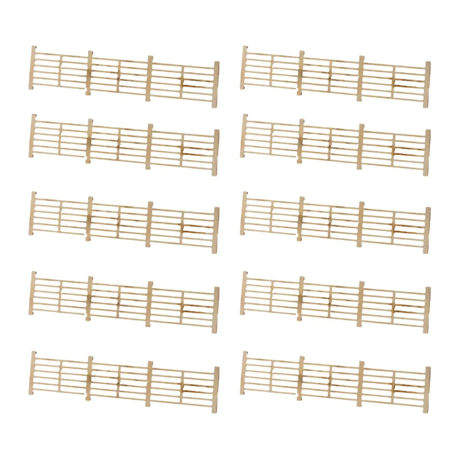 10 Stuks 1/50 Schaal Miniatuur Hekken Hout Modelspoor Accessoires Landschap Hekken voor Diorama's Spoorweg Model Treinen Decoratie DIY