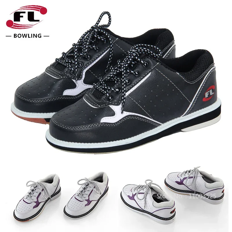 Professional Breathable Bowling Shoes Men Women Ultra-light Skidproof Sneakers Unisex PU Leather Shoes Indoor Training Footwear
