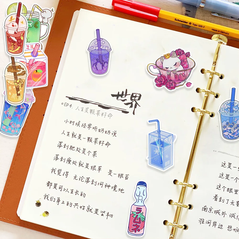 50pcs Pearl Milk Tea Drink Cartoon Graffiti Stickers DIY Phone Guitar Laptop Notebook Suitcase Cup Waterproof Stickers Kids Toys - Image 4
