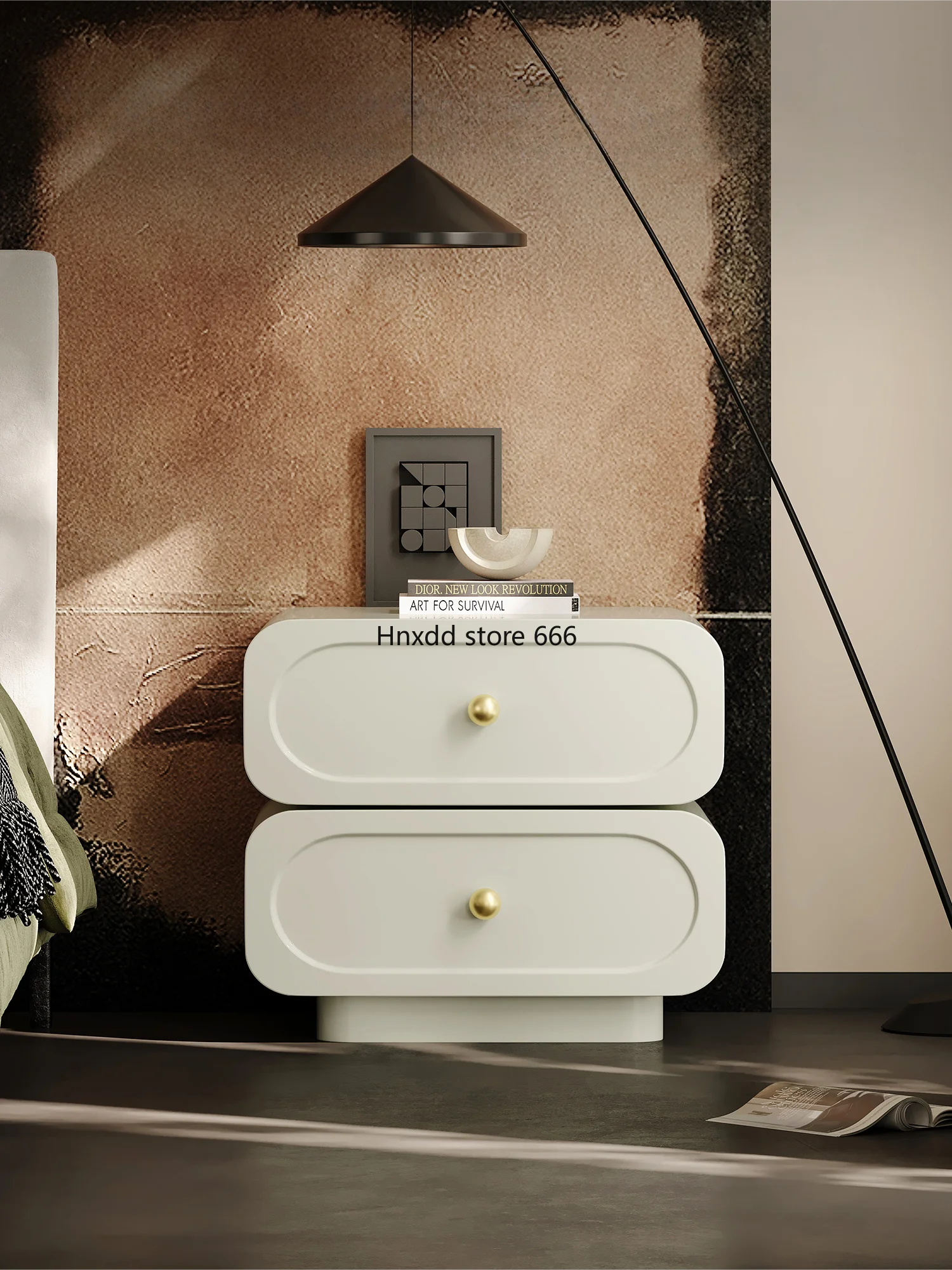 Cream Wind Rotary Designer Bedside Table