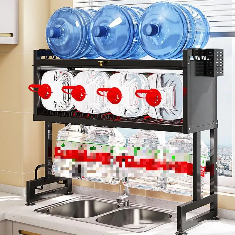 Organizer Da Rubinetto In Acciaio – Portasapone E Scolapiatti Per Cucina – Sinistro Nero