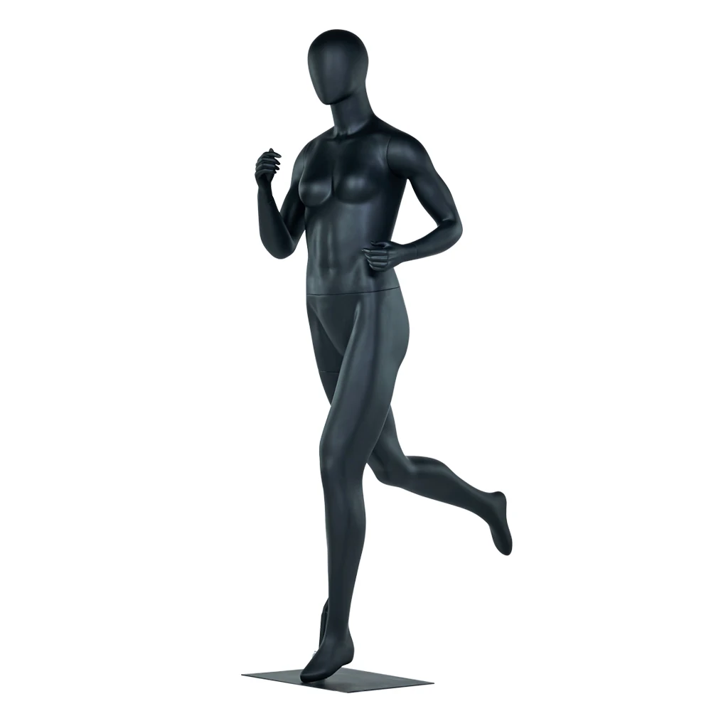 

Full Body Fiberglass Black Female Sport Mannequins and Running Dummy