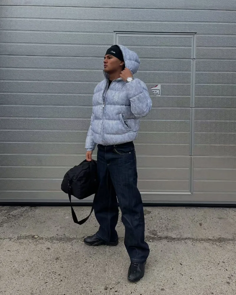 

American personality top dollar sign brand men cotton suit autumn and winter high street fashion punk jacket couple loose cotton