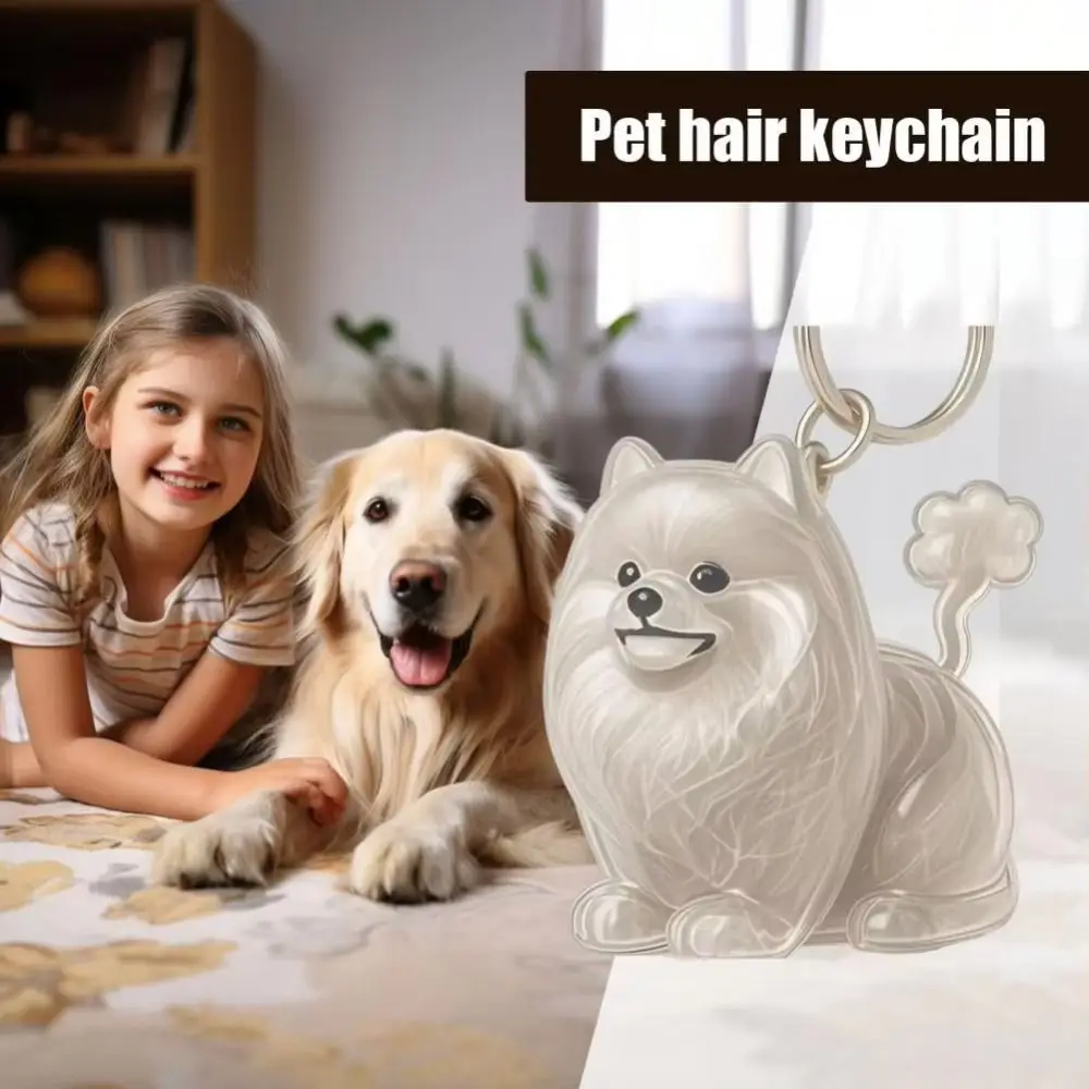 Cartoon Dog Shape Dog Hair Storage Box Transparent DIY Handmade Pet Hair Keychain Keyring Acrylic Puppy Pendants Backpack