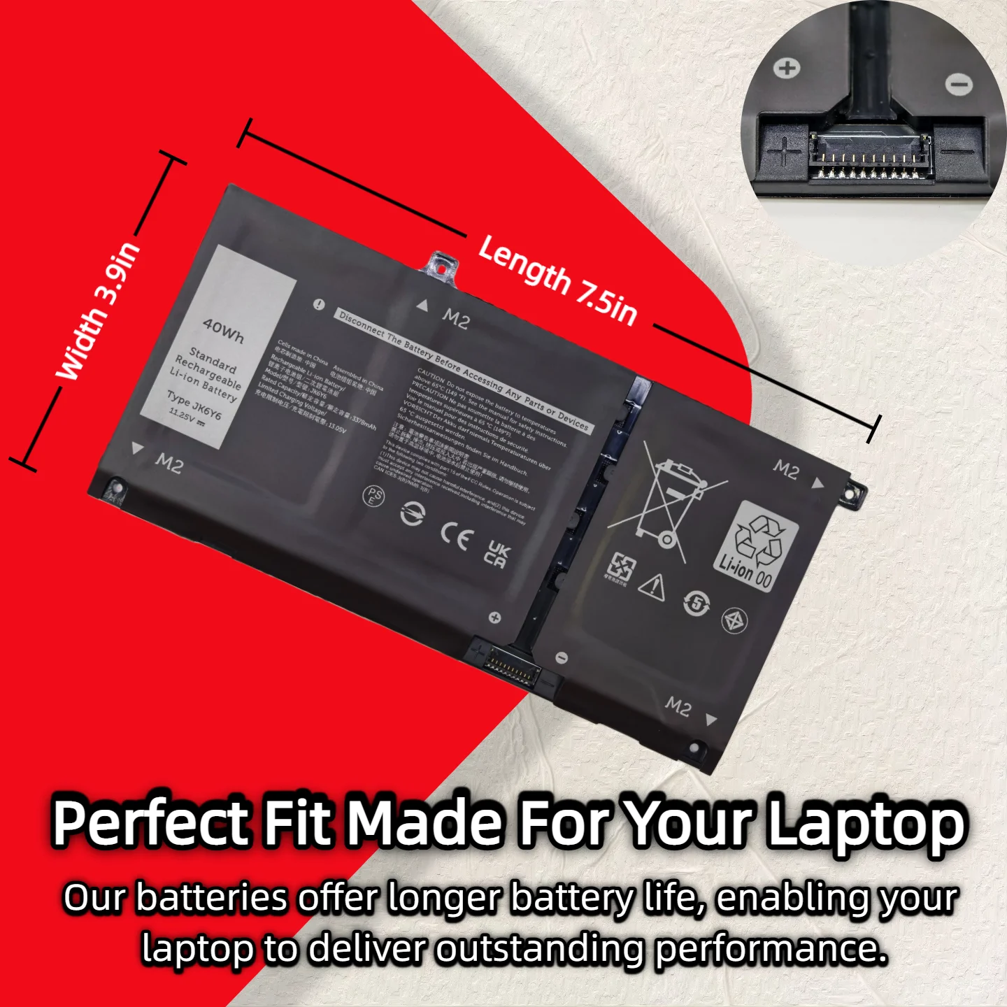 الجملة والتجزئة ❗ ❗ ❗   JK6Y6 40WH H5CKD 53WH لـ Dell Latitude 3410 3510 Vostro 14 5402 5501 5502 Inspiron 5300 5301 9077G