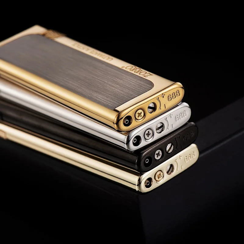 Zorro Z688 Ultra Thin Metal Lighter - Brushed Retro Refillable Gas