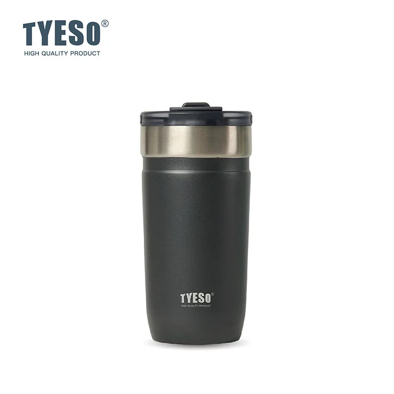 Tyeso 710ml Minimalist Matte Insulated Water Bottle Stainless Steel Portable Tumbler with Straw Leakproof Car Mug for Daily Use
