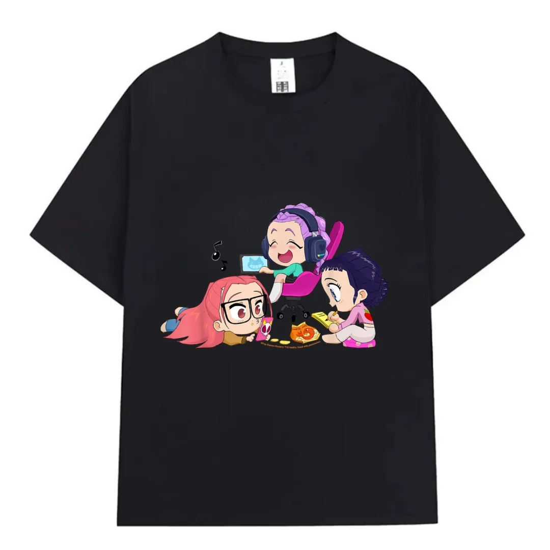 Kpop شيطان هنتر ساجا بنات طباعة الجمالية تي شيرت مطبوع الرجال النساء قصيرة الأكمام تي شيرت Harajuku الصيف المتضخم تي شيرت #5