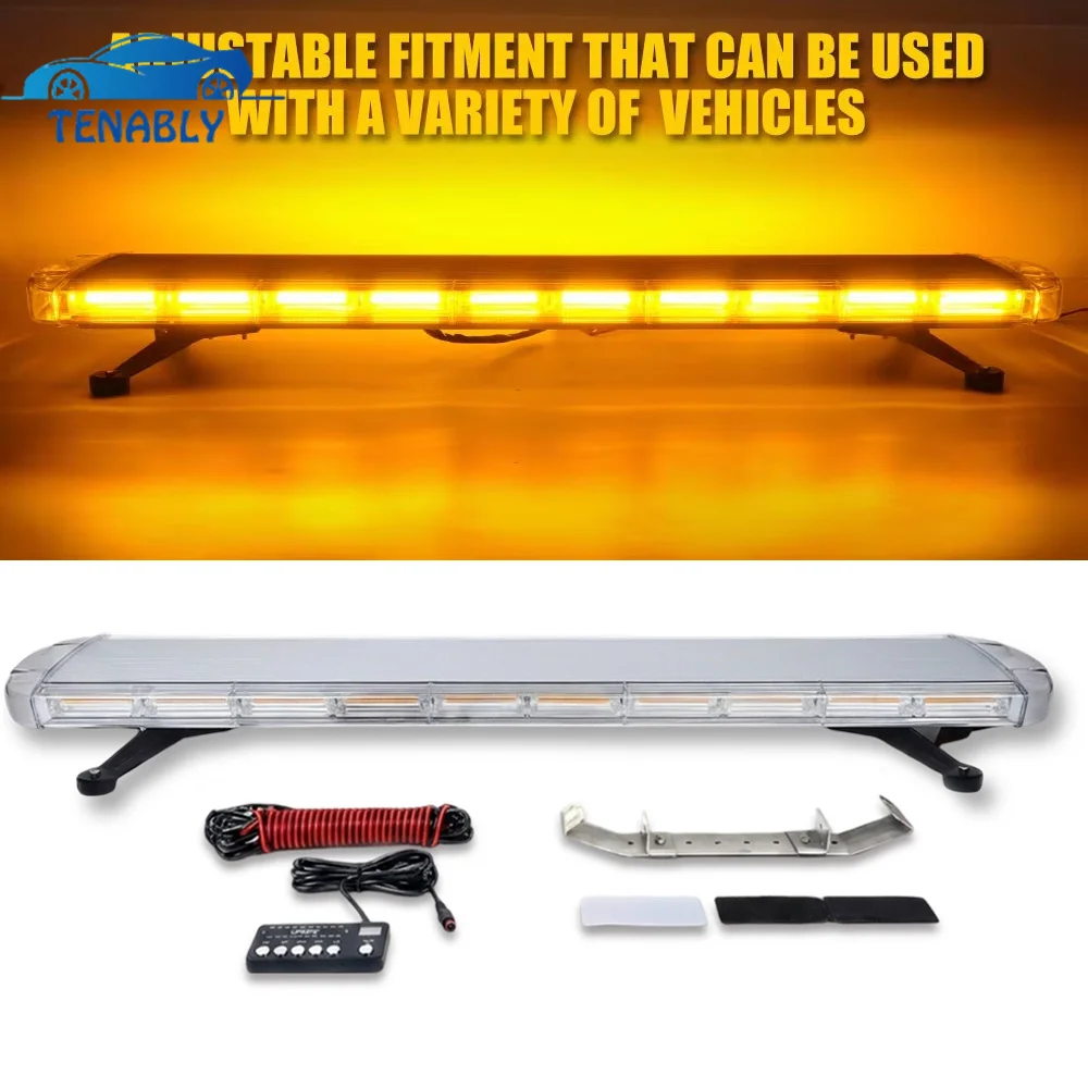 48 Inch LED Rooftop Strobe Lights Bar for 12V Trucks Pickcup with Control Panel 88 LED Flashing Beacon Amber Warning Lightbar