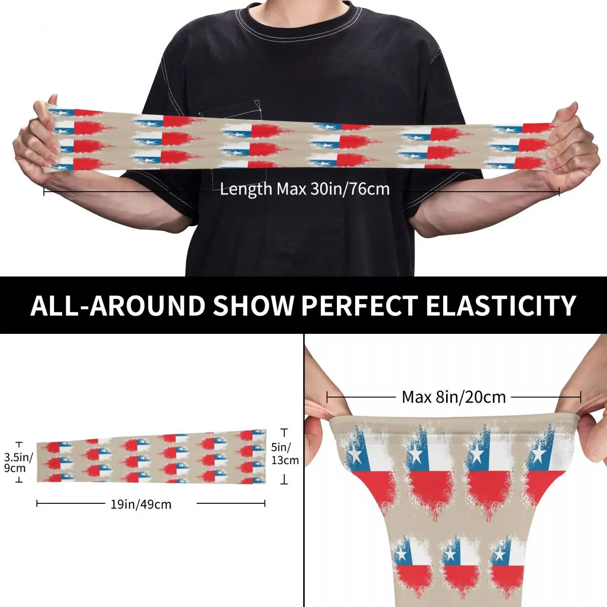 علم تشيلي - أكمام أذرع تبريد خارجية من الشمس فوق البنفسجية، غطاء حماية صيفي من الحرير الجليدي لركوب الدراجات وأكمام وشم