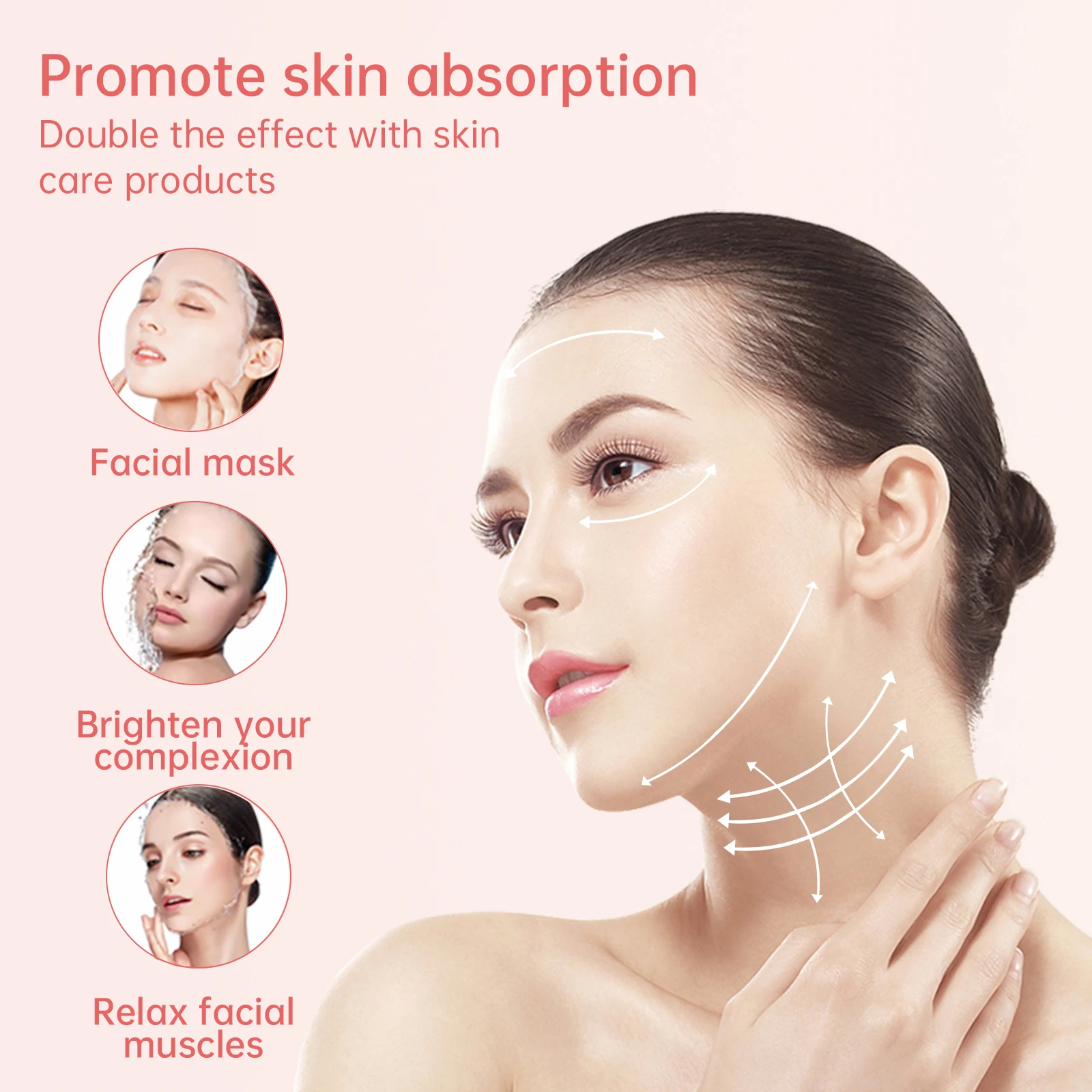 EMS ไมโครเคอร์เรนท์นวดหน้าสแตนเลสสตีล RF บำบัดนวดยกกระชับผิวกระชับอุปกรณ์ความงาม