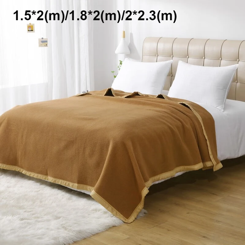 100% Wool Blankets 1.5*2/1.8*2/2*2.3m Fleece Blanket Sleeping Warm Comforter For Winter Adult Children Bedding Office Travel