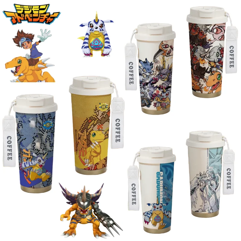 Digimon Adventure Gabumon Agumon Greymon personalità creativa cartone animato stampato doppia tazza termica in acciaio inossidabile.