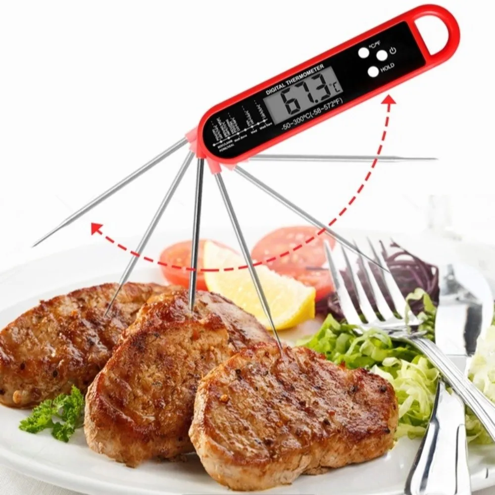 Backlit Display Instant Read Thermometer Touchscreen LCD Timer Cook Mode Digital Meat Thermometer Probe Type High Accuracy